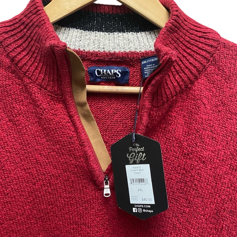 Men’s Chaps Red 1/4 Zip‎ Pull-over Sweater